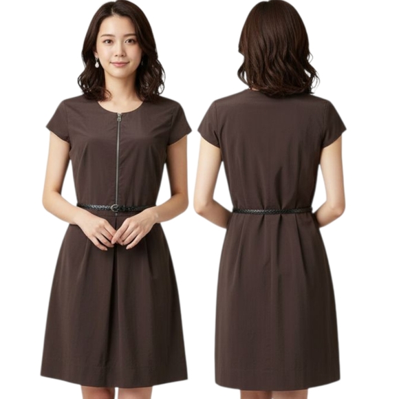 MARC NY 🔖NWT! Brown Knee-length Belted Mod Dress - Size 10 - Picture 1 of 15